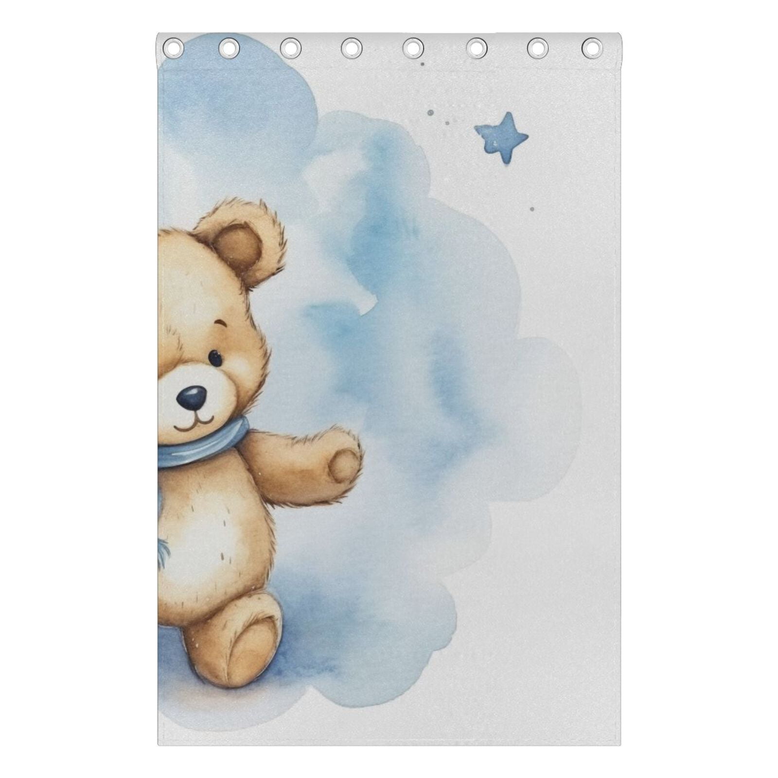 Bear Balloon and Stars Black Out Curtains 72 Inch Length Curtains for Sliding Glass Doors Bedroom Living Room 2 Pack