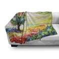 thumbnail image 3 of Nature Soft Flannel Fleece Blanket, Colorful Hand Drawn Flowers Grass and Trees Forest Rural Scenery Watercolors Artwork, Cozy Plush for Indoor and Outdoor Use, 70" x 90", Multicolor, by Ambesonne, 3 of 6