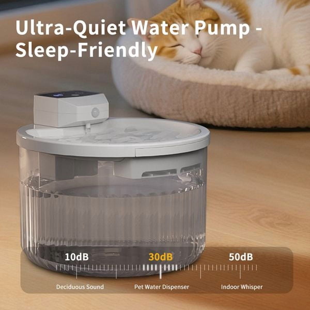 Pet Water Fountain, Large Capacity Automatic Cat Water Dispenser with No Daily Refills Needed, Ultra-Quiet Pump Sleep-Friendly