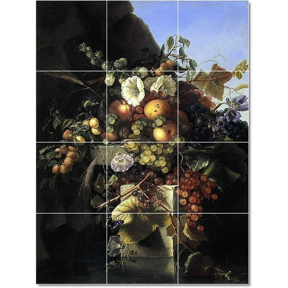 Ceramic Tile Mural-Adelheid Dietrich Flowers Tile Mural Commercial Remodel. 21.25" w x 25.5" h using (30) 4.25 x 4.25 ceramic tiles