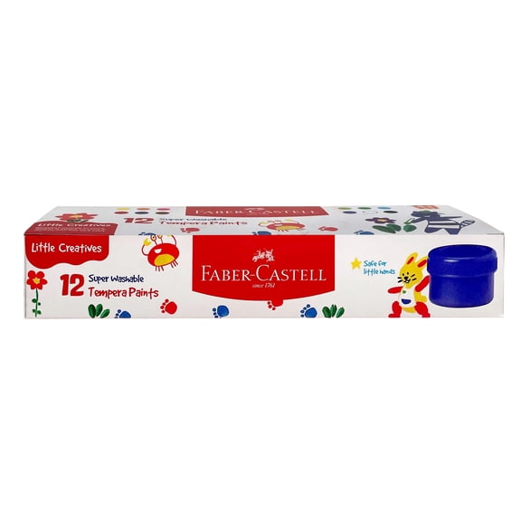 Faber-Castell Little Creatives - Tempera Paint for Kids Easter Basket Filler, 12 Colors: Kids Painting Set, Non Toxic Finger Paint and Kids Art Supplies, Gifts for Toddlers Ages 3