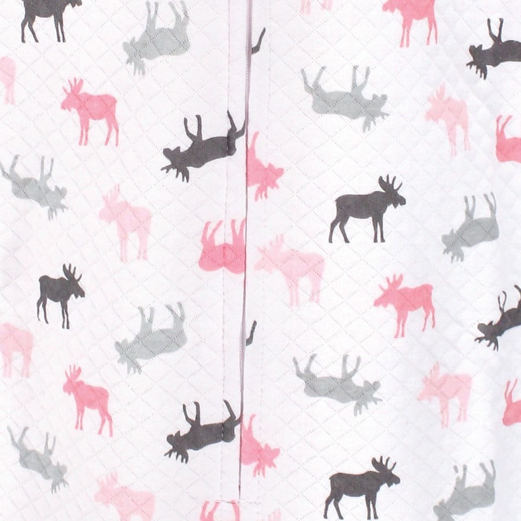 Hudson Baby Infant Girl Premium Quilted Long Sleeve Sleeping Bag and Wearable Blanket, Pink Moose, 12-18 Months