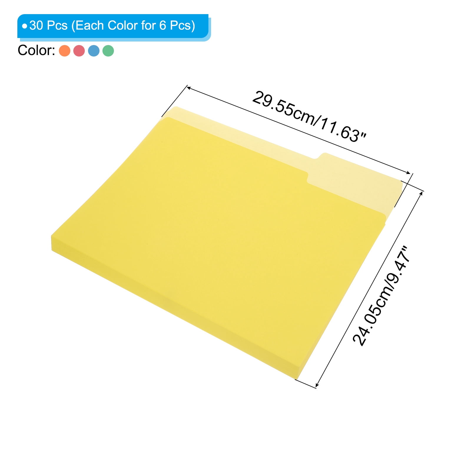 30pcs Colored File Folders, Manila File Folders 1/3 Cut File Folders Letter Size for Home Office, Assorted Colors