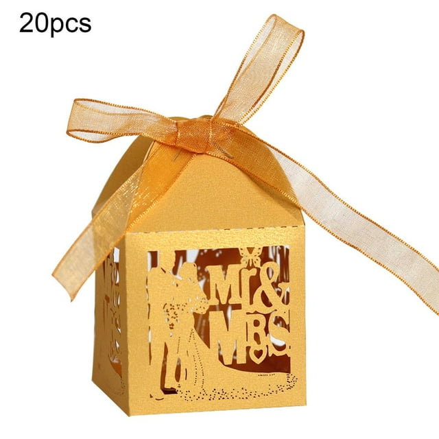 20Pcs Cutout Butterfly Candy Boxes Mr Mrs Wedding Party Favor Chocolate Case Candy Box Mr & Mrs Pattern Hollow Party Favor Chocolate Box Butterfly Design