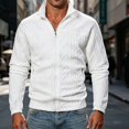 thumbnail image 2 of HOMADLES Men's Full Zipper Sweatshirts Stripe Print Winter Warm Jacket Long Sleeve Casual Jacket White Size L, 2 of 9