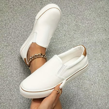 

GUMAAY Womens Casual Slip-On Canvas Shoes - Stylish & Comfortable Low Top Outdoor Shoes for Easy-On Wear Durable & Breathable - Versatile Unisex Solid Color Trendy One-Color Wonder