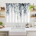thumbnail image 2 of Blue Teal Eucalyptus Kitchen Curtains Window Panels, Weeping Botanical Leaf Watercolor Insulated Window Treatment Curtain, Grommet Curtains for Bedroom/Living Room/Bathroom, 2 Piece 52"Wx72"L, 2 of 8