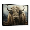thumbnail image 2 of Designart "Monochromatic Scene Of Grazing Yaks" Yaks Floater Framed Wall Art Living Room, 2 of 5