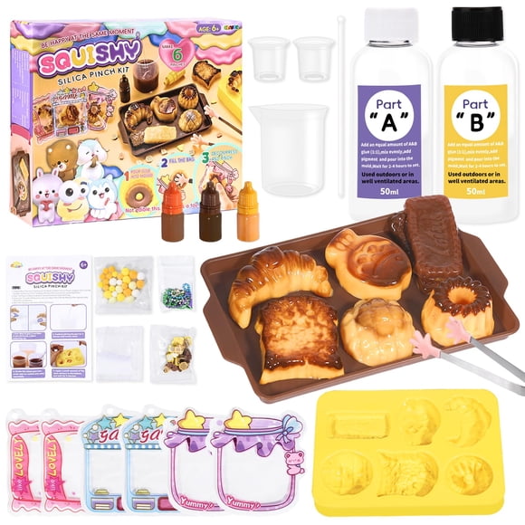 Kit para hacer squishies Crelloci Pan Taba con moldes y decoraciones