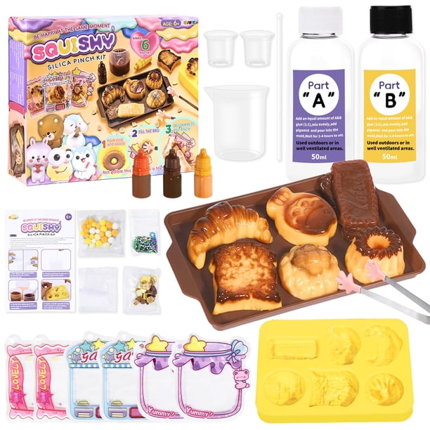Kit para hacer squishies Crelloci Pan Taba con moldes y decoraciones