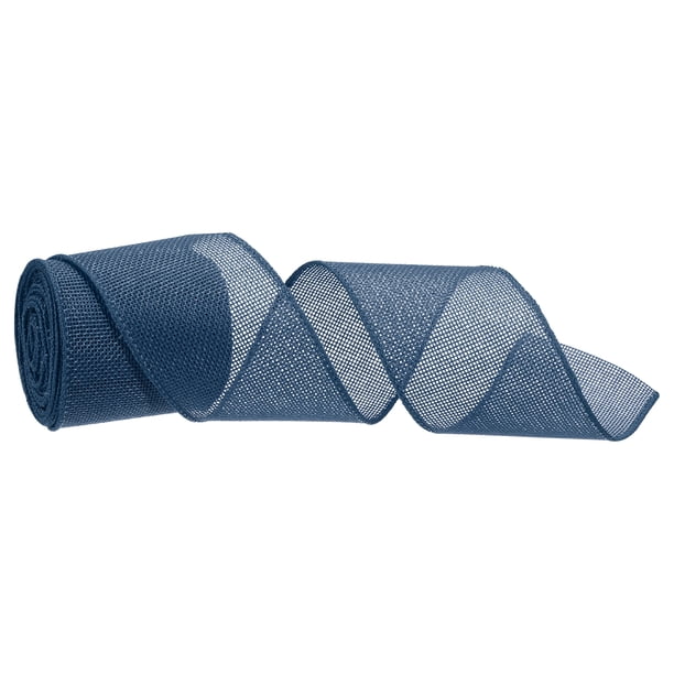 Cinta de Arpillera con Borde de Alambre Azul Oscuro 2-2/1 Pulgadas x 5 Yardas Cinta con Alambre para Empaque de Regalos