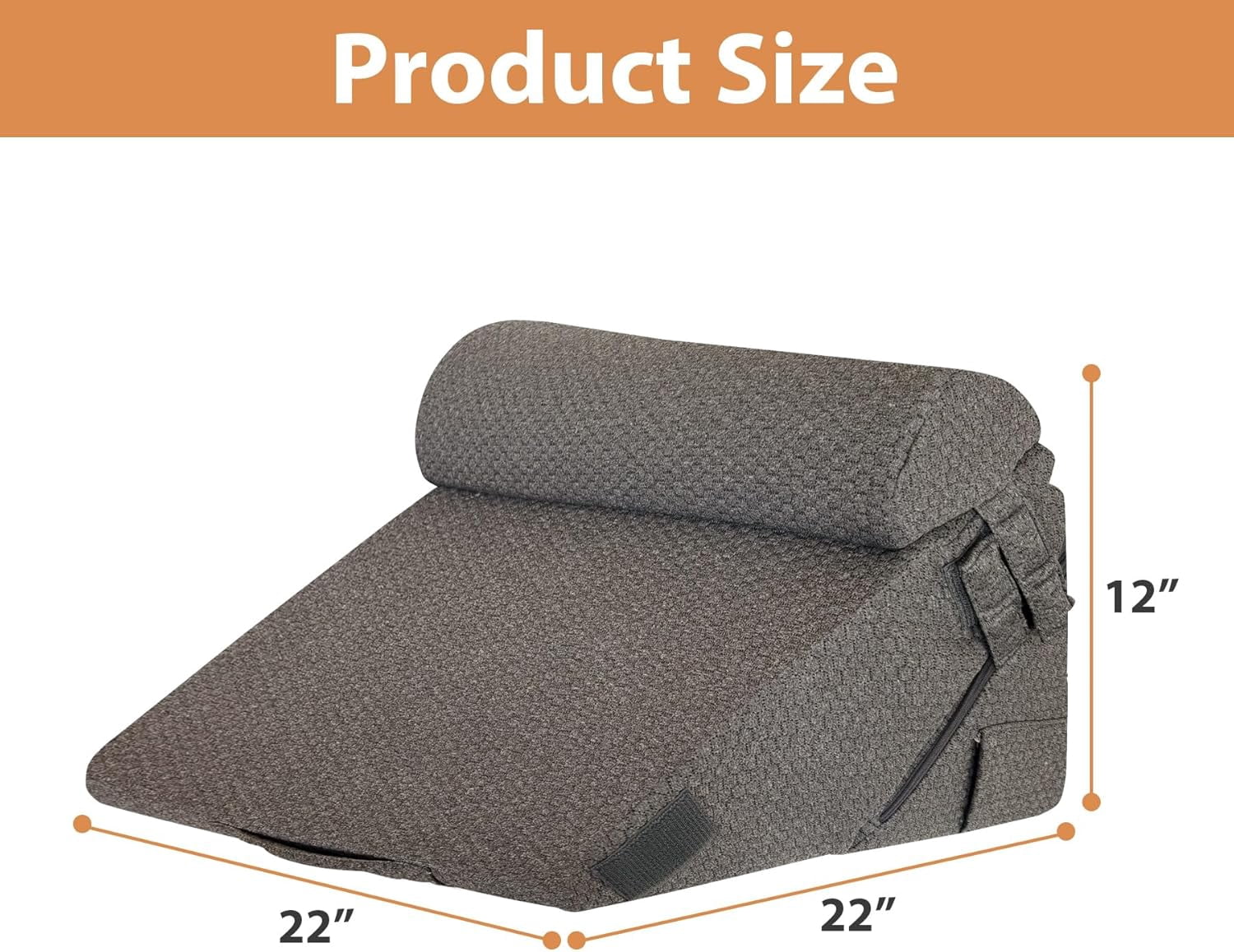 Orthopedic Bed Wedge Pillow Set 3Pcs, Adjustable Memory Foam, Pillow Wedge for Post Surgery, Back Pain Relief, Triangle Pillows for Acid Reflux, Snoring, GERD, Dark Grey