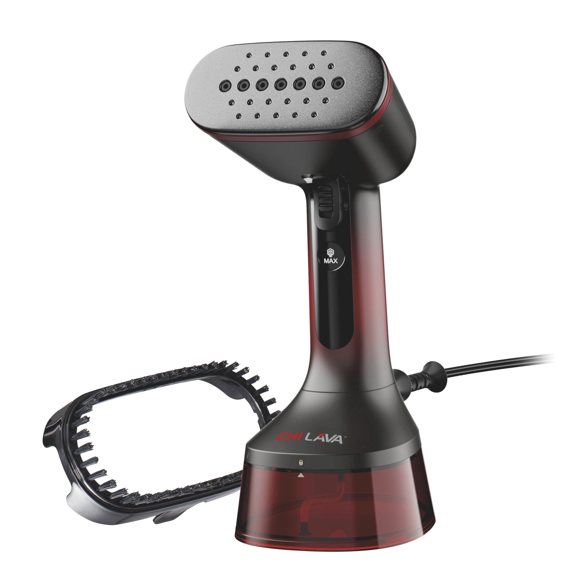CHI LAVA Handheld Clothes Steamer, 1600 W 300 ml Clothing Steamer with Fabric Brush, 30-Second Heat Up, 16 Minutes of Steam, Red