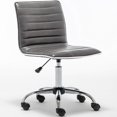 thumbnail image 4 of BTEXPERT Home Gray Swivel Mid Back Armless Ribbed Designer Task Faux Leather Soft Upholstery Office Chair, 4 of 4
