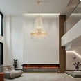 thumbnail image 3 of Modern Luxurious Crystal Empire Chandelier, 9-Light Raindrop Pendant Ceiling Light Fixture for Hallway Foyer Dining Room Living Room D19.68'' x H34.64'' Gold/Silver, 3 of 9