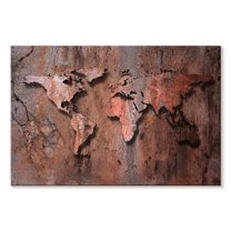 Elephant Stock Rock World Map Wall Art - Horizontal Canvas Wall Art - Living Room Wall Decor - Map Canvas - Beige And Orange Decor - 30" x 20"