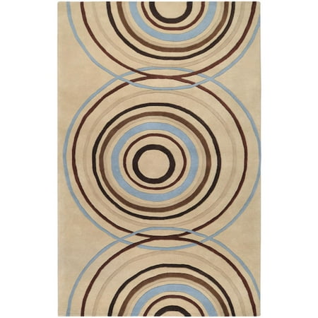 4 X 6 Infinite Helix Stormy Sea Blue And Tan Wool Area Throw Rug