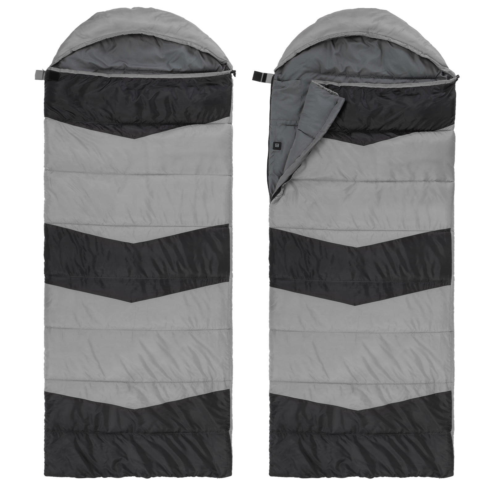 USB Heated Rectangular Sleeping Bag, 190T Polyester Waterproof Ultralight Sleeping Bag, 3-Zone Temperature Control Sleeping Bag for Camping Hiking Backpacking RV Travel Indoor Outdoor Use
