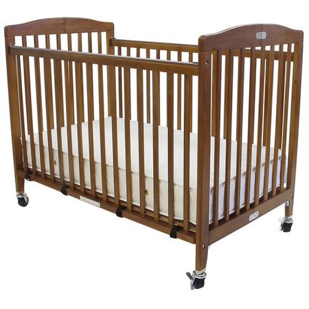 L A Baby Commercial Grade Full Size Wooden Folding Crib Cherry