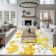 thumbnail image 4 of Area Rug 72×108in, Watercolor Yellow Blossom Flower Floor Carpet Living Room Rug, Garden Floral Plant on White Non-Slip Welcome Mat Indoor Rugs for Bedroom Dining Room, 4 of 9