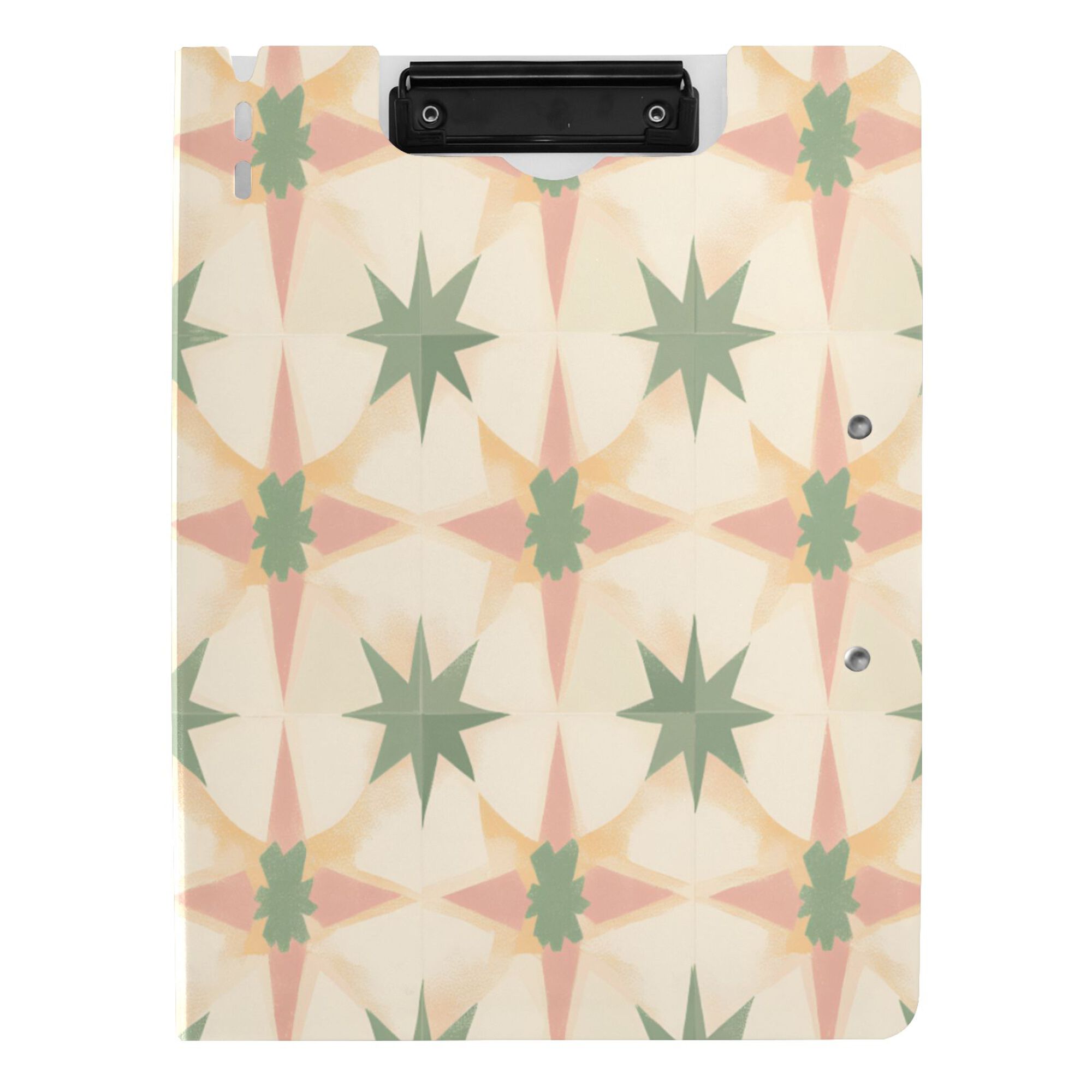 FORMRS A4 Clipboard Folder with Pen Holder Horizontal Foldable School Office Binder, Pastel Beige Geometric