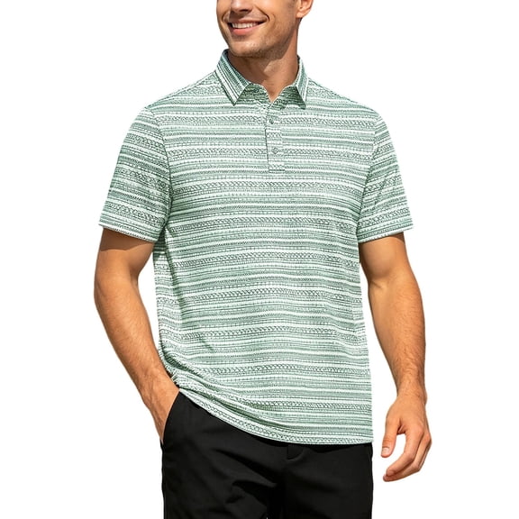 Mens Golf Polo Shirts Casual Short Sleeve Classic Fit Button Down Solid Color Tee