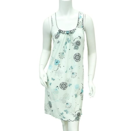 Jaclyn Intimates Womens Turquoise & Black Floral Knit Nightgown Nightie