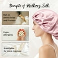 thumbnail image 6 of WIGI 100% Mulberry Silk Bonnet with Scrunchie Gift for Women, Silk Bonnet for Sleeping, Shower Cap Hair Bonnet, Silk Hair Wrap for Hair Care (100% Mulberry Silk (Round design), Pink), 6 of 9