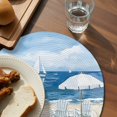 thumbnail image 3 of Nautical Sea Wave Blue Round 13 Inch Placemats Set of 2, Ocean Coastal Beach Plant HeatResistant Non Slip Place Mats for Dining Table, Wipeable Braided Kitchen Table Mats for Housewarming, 3 of 9
