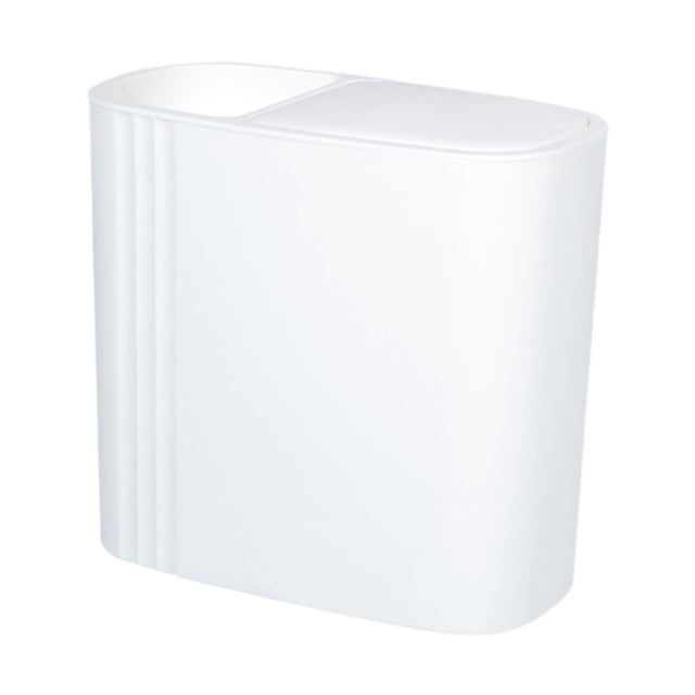 Cubo de basura pequeño, compacto y delgado de 12 l con tapa para el baño. blanco