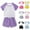 Purple, variant on CYRBOKO Girls Outfit Sets, Short Sleeve 2 Pieces Summer T-shirts and Shorts Set Purple Size 8T