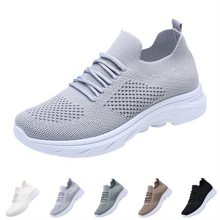 AUDeals Women's Running Shoes, Lightweight Mesh Sneakers with Breathable Comfort for Gym and Sports (Grey, 6.5)