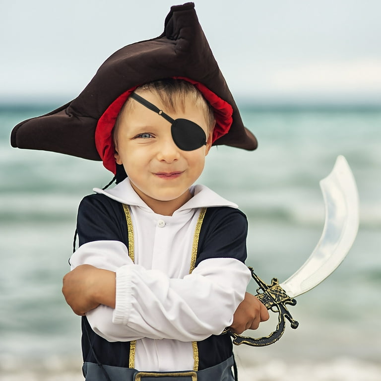 LIOOBO Pirate Eye Patch Comfortable Adjustable Single Eye Patch Eye Pad for  Kids Teens Party Decor (Black) 