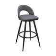thumbnail image 2 of Bedroom Bench Charlotte Swivel Bar Stool in Black Metal with Gray Faux Leather,Bedroom Stool, 2 of 11