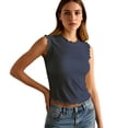 thumbnail image 2 of XIAONA Casual Tank Tops For Women Summer Sleeveless Solid Color Crew Neck Racerback Flounce Standard Straps Comfortable Breathable Soft Fashion Sexy Daily Basic Tops For Female,L, 2 of 5