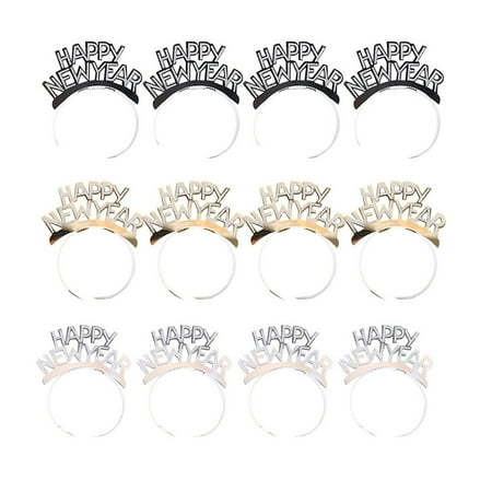 

NUOLUX 12pcs Happy New Year Headdress Letter Design Headbands Paper Hair Hoops Party Hair Accessories