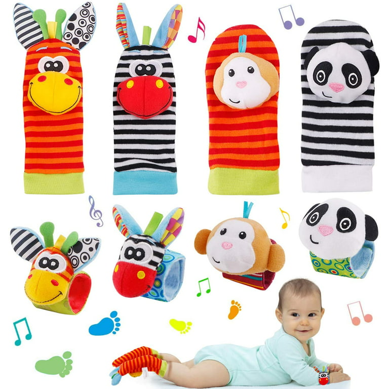 Baby Socks Toys,Wrist Rattle And Foot Detector 8 Pieces Developed