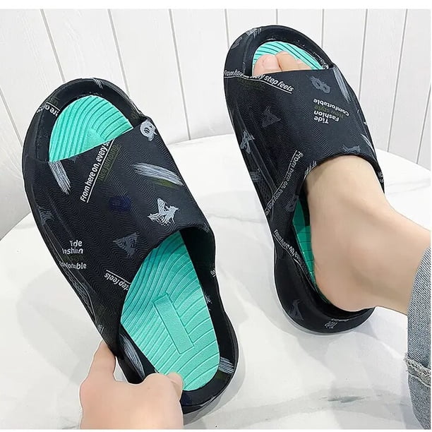 Zapatillas de verano, zapatos gruesos de diseñador con estampado de dibujos animados para hombre, chanclas para mujer, chanclas de plataforma para parejas, sandalias Excremen 43 Gao Jinjia LED