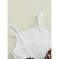 thumbnail image 5 of Franhais Kid Girl Sleeveless Romper, Dot/Floral/Leopard Printed Patchwork Sling Playsuit with Belt, 5 of 8
