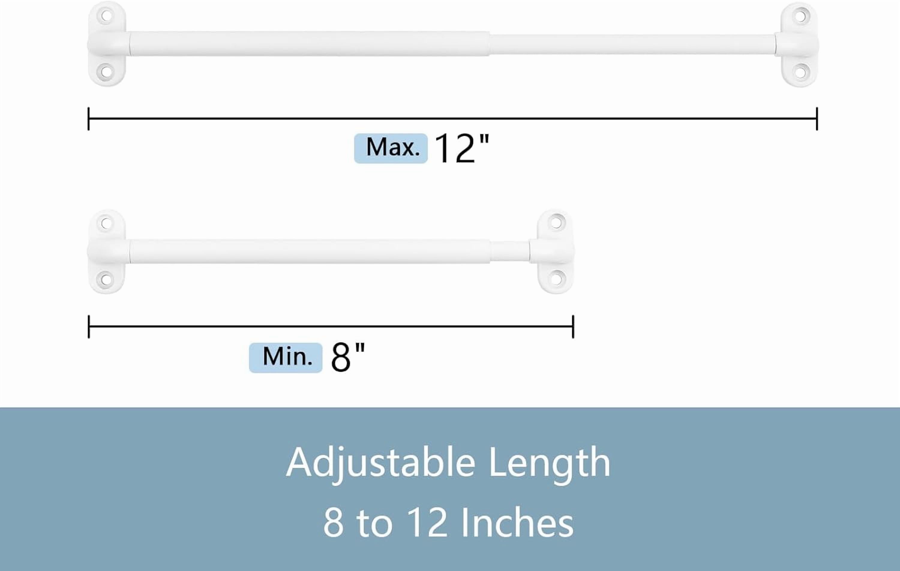 NestE - 2 Pack Screwed Sash Curtain Rod Adjustable 9-12 Inch, 3/8 In. Diameter, Mini Sidelight Window Rod (White)