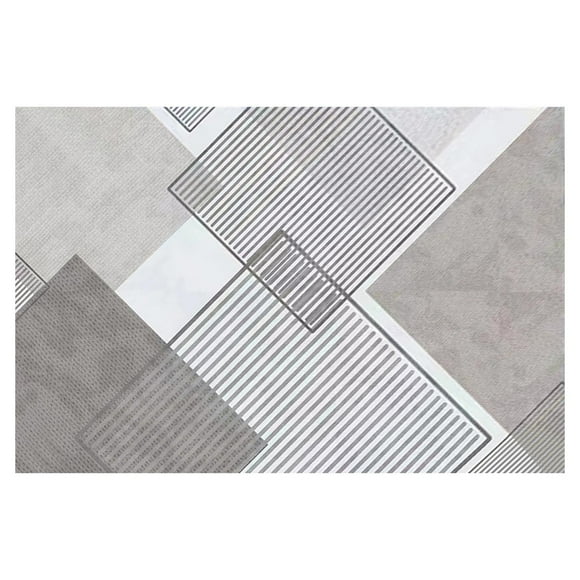 Tapis de Salon 80 cm x 160 cm à Motif Géométrique avec Endos en Caoutchouc et Microfibre à Poil Moyen pour Usage Intérieur