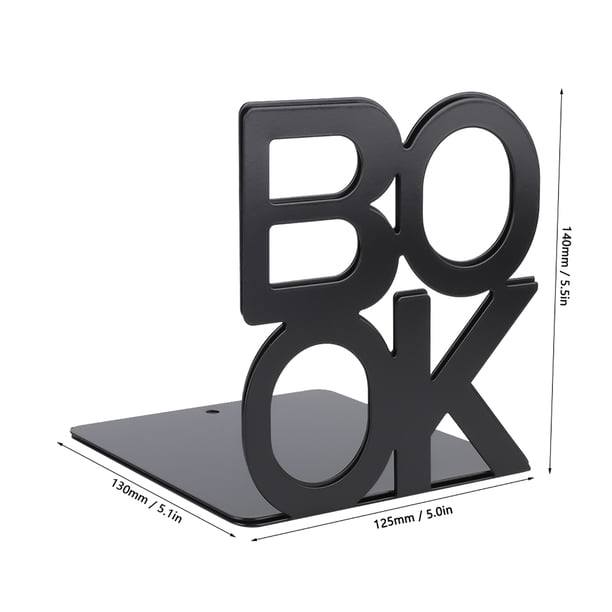 Sujetalibros, 1 Par de Negro Bookend Stand Sujetalibros para Estantes Sujetalibros para Libros para la decoración de la mesa Inicio(140mm / 5.5in) Ecomeon no