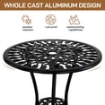 thumbnail image 3 of BAYUELSWU 3-Piece Outdoor Bistro Set Patio Set Outdoor Patio Furniture w/Tulip Design, Rust-Resistant Cast Aluminum Table and Chairs w/Umbrella Hole for Balcony Backyard Garden (Black), 3 of 7