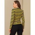 thumbnail image 4 of Blazer a rayas con cierre de botón y bolsillo con solapa con muesca para mujer Amarillo Negro M, 4 of 5