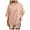 Pink, variant on Women Home Casual Striped Pattern Round Neck Short Sleeved Pullover Color Block T Shirt Top