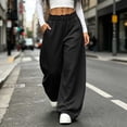 thumbnail image 6 of KIHOUT Womens Wide Leg Sweatpants High Waisted Casual Pants Elastic Waistband with Pockets Loose Fit Baggy Solid Color Plain Trousers for Women, 6 of 8