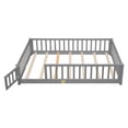 thumbnail image 3 of Full Size Floor Bed Frame with Fence and Door,Wood Platform Bed Frame with Slats Support for Kids Toddlers Boys Girls,Playhouse Design Daybed Frame House Bed,No Box Spring Needed,Easy Assembly,Gray, 3 of 7