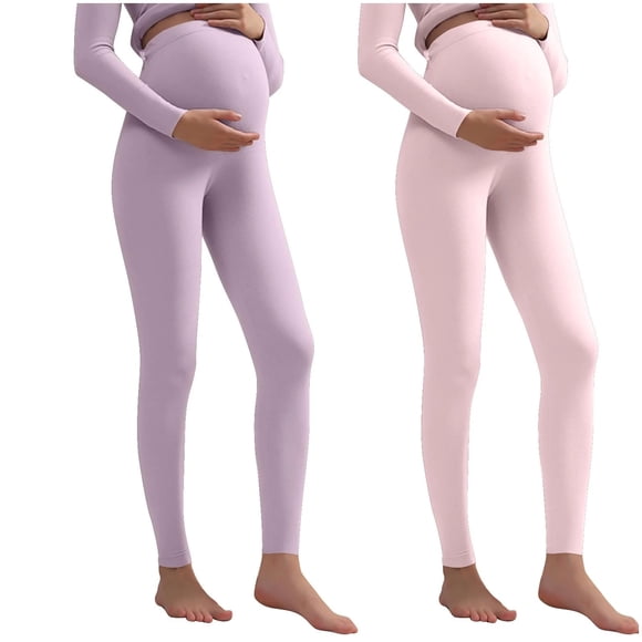DAFEI 2PCS Women Winter Women Maternity Leggings Over The Belly Soft Warm Workout Pregnancy Yoga Pants
