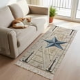 thumbnail image 2 of Kitchen Runner Rugs, Farmhouse Country Star Wood Board 2'x6' Throw Rug with Tassels, Blue Stars Wooden Washable Soft Floor Carpet Runner for Hallway Bedroom Bathroom Laundry Room, 2 of 9