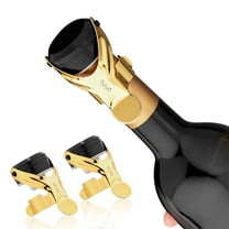 OWO Champagne Stoppers Stainless Steel Champagne Saver with Silicone Leak Proof Wine Stoppers for Red Wine Champagne Cava and Sparking(2 pack)